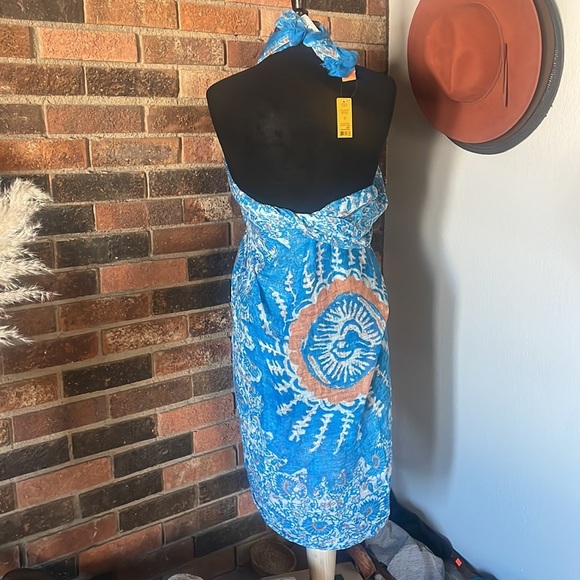 Blue and Orange Women's Tory Burch Madura Scarf or Swim Sarong - Picture 8 of 8